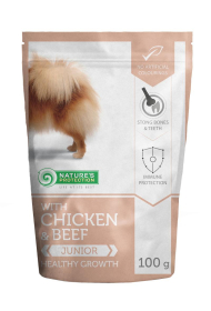 Healthy growth Junior dog With chicken and beef, canned food for junior dog, in a pouch Healthy growth Junior dog With chicken and beef, canned food for junior dog, in a pouch