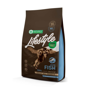 dry grain free food for adult dogs of all breeds with white fish