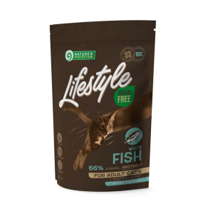 dry grain free food for adult cats with white fish