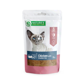 snack for cats with chicken and blueberries