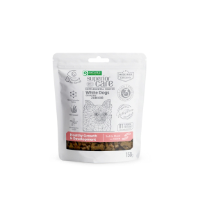 complementary grain free feed - snacks to support healthy growth and development with insects for junior all breed dogs with white coat