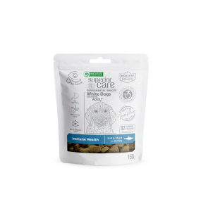 complementary grain free feed - snacks to support immune health with herring for adult all breed dogs with white coat