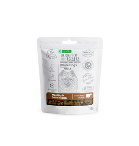 complementary grain free feed - snacks to support mobility and joint health with lamb for adult all breed dogs with white coat