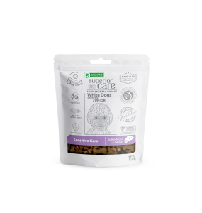 complementary grain free feed - snacks for sensitive care with salmon for junior all breed dogs with white coat