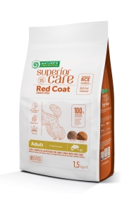 dry grain free food for adult dogs of small breeds with red coat, with salmon